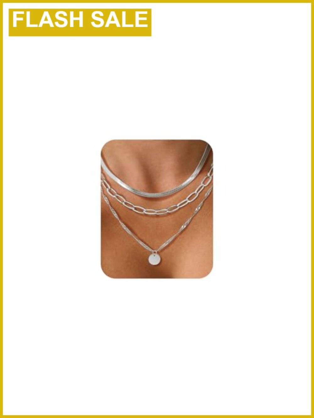 14k Gold Plated Layered Necklace Set Stainless Steel Dainty Stackable